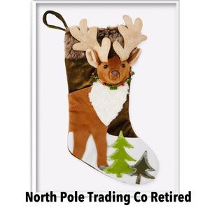 NEW Stocking North Pole Trading Co Deer - Vintage NWT